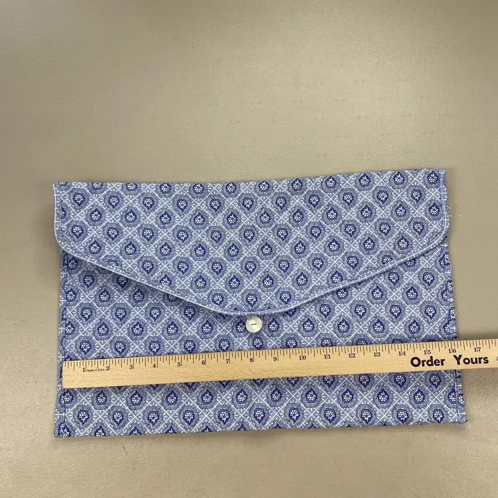 Longaberger Laptop Case Portfolio Provincial Blue Paisley Quilted Fabric 73873